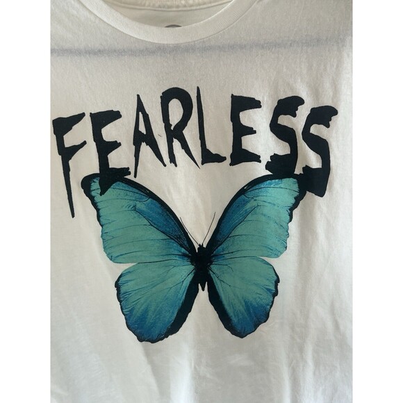 Fearless DOM Unisex Butterfly Short Sleeve Graphic T-Shirt Tee White Large - Picture 2 of 6
